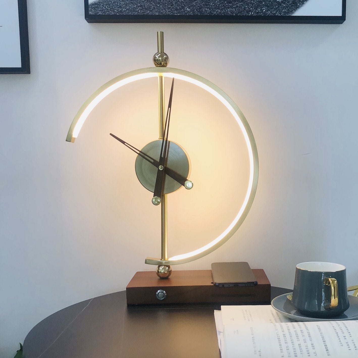 Desk Lamp with Clock and Wireless Charger - Bedside and Desk Light product detail photo for bedroom