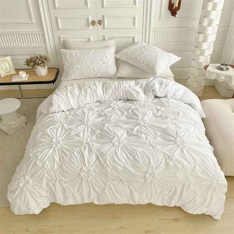 Ruffle Duvet Cover Set – Stitched Floral Bedding Collection lifestyle product photo for bedroom
