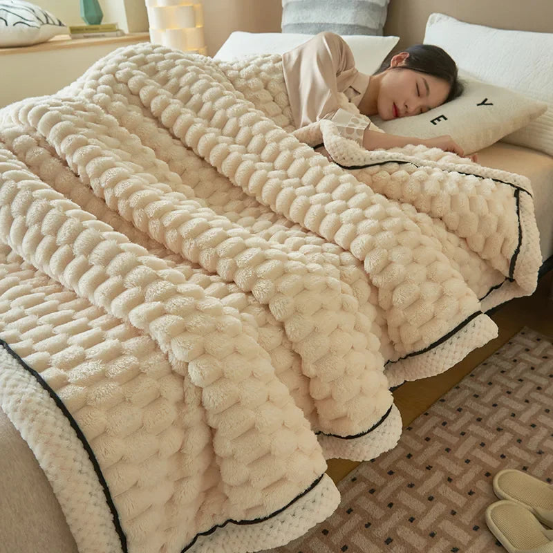 Plush Flannel Throw Blanket – Mid-Weight Sofa and Bed Layer room setting lifestyle photo for bedroom