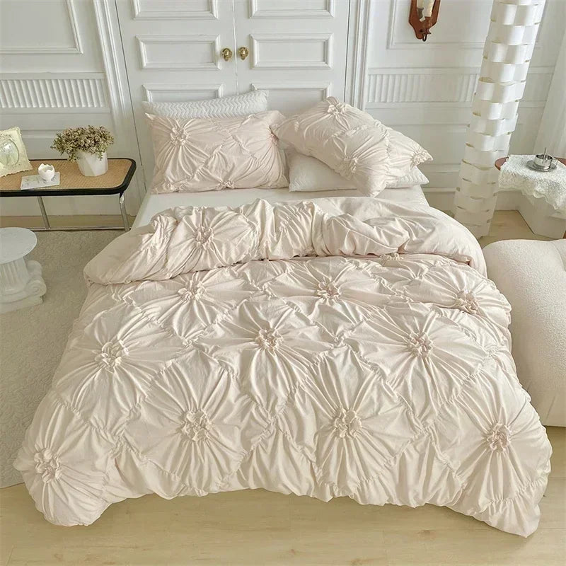 Ruffle Duvet Cover Set – Stitched Floral Bedding Collection product detail photo for bedroom