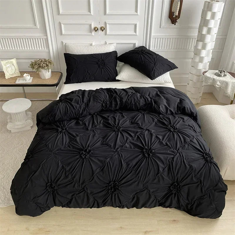 Ruffle Duvet Cover Set – Stitched Floral Bedding Collection product detail photo for bedroom