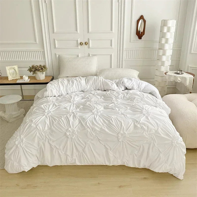 Ruffle Duvet Cover Set – Stitched Floral Bedding Collection product detail photo for bedroom