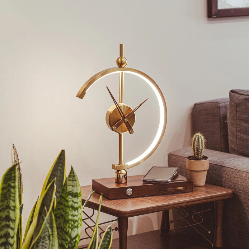 Desk Lamp with Clock and Wireless Charger - Bedside and Desk Light room setting lifestyle photo for bedroom