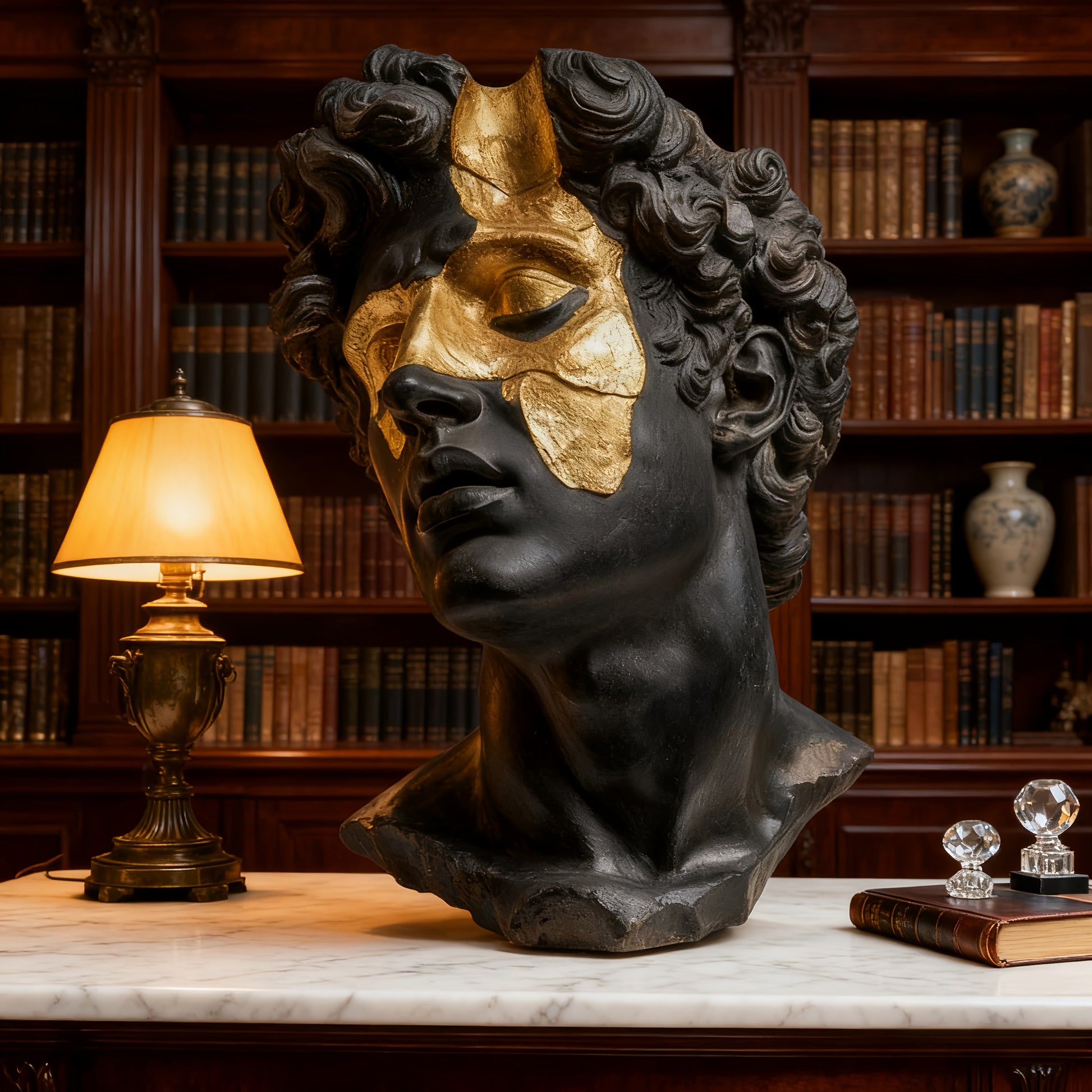 Wood Sculpture "Selene" product detail photo in living room