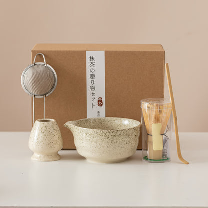 Matcha Tea Set – 5-Piece Ceramic and Bamboo Kit room setting lifestyle photo for kitchen