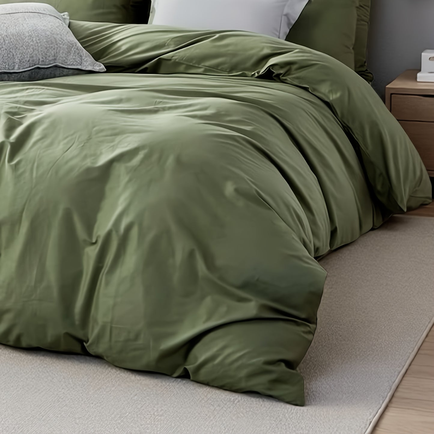 Military Green Duvet Cover Set - Washed Bedroom Bedding Set product detail photo for bedroom