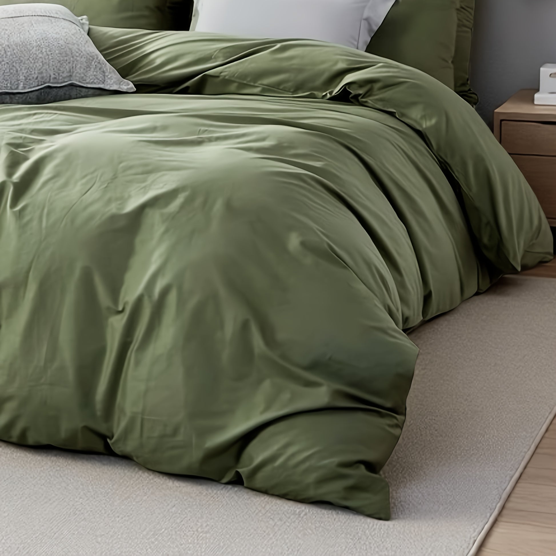 Military Green Duvet Cover Set - Washed Bedroom Bedding Set product detail photo for bedroom