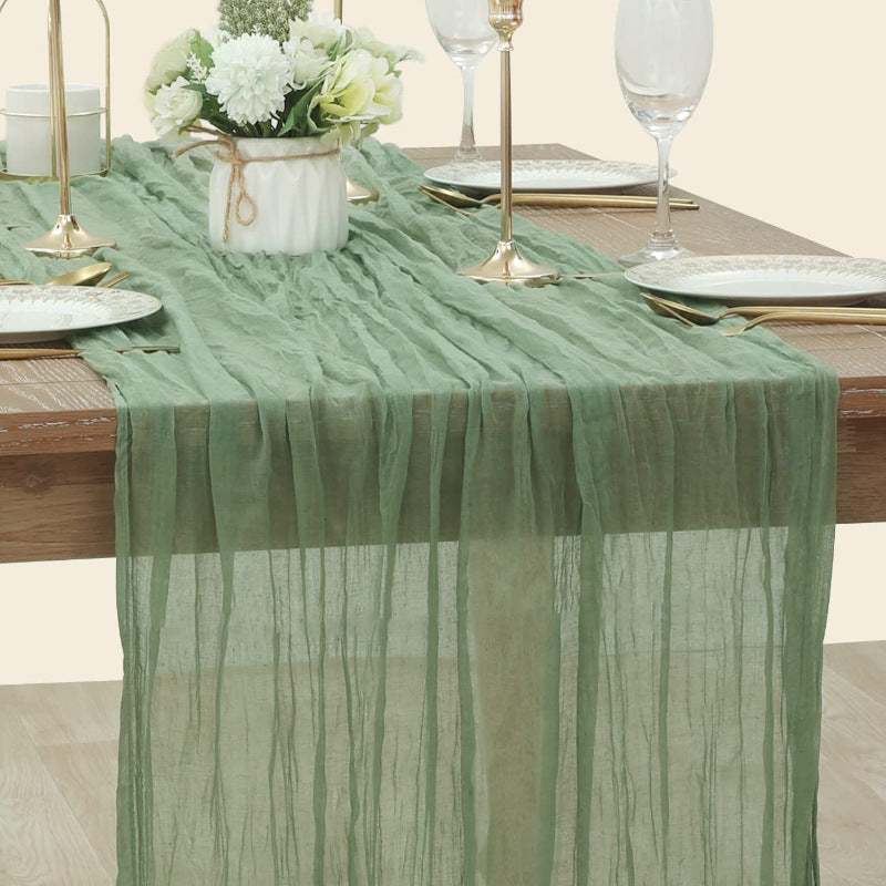 Table Runner BohemeFold Soft Chambray Voile With Twisted Boho Fringe