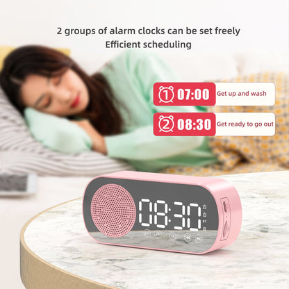 LED Mirror Alarm Clock LumoTime With Bluetooth, FM Radio And USB Charging