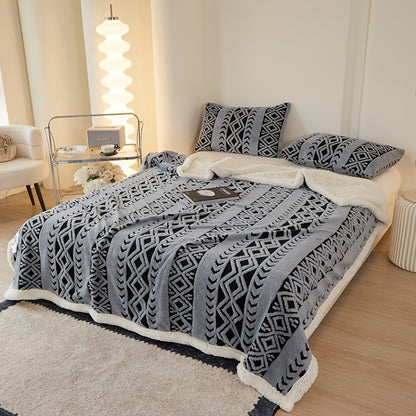Geometric Sherpa Throw Blanket – Dual-Sided Sofa and Bed Layer product detail photo for bedroom