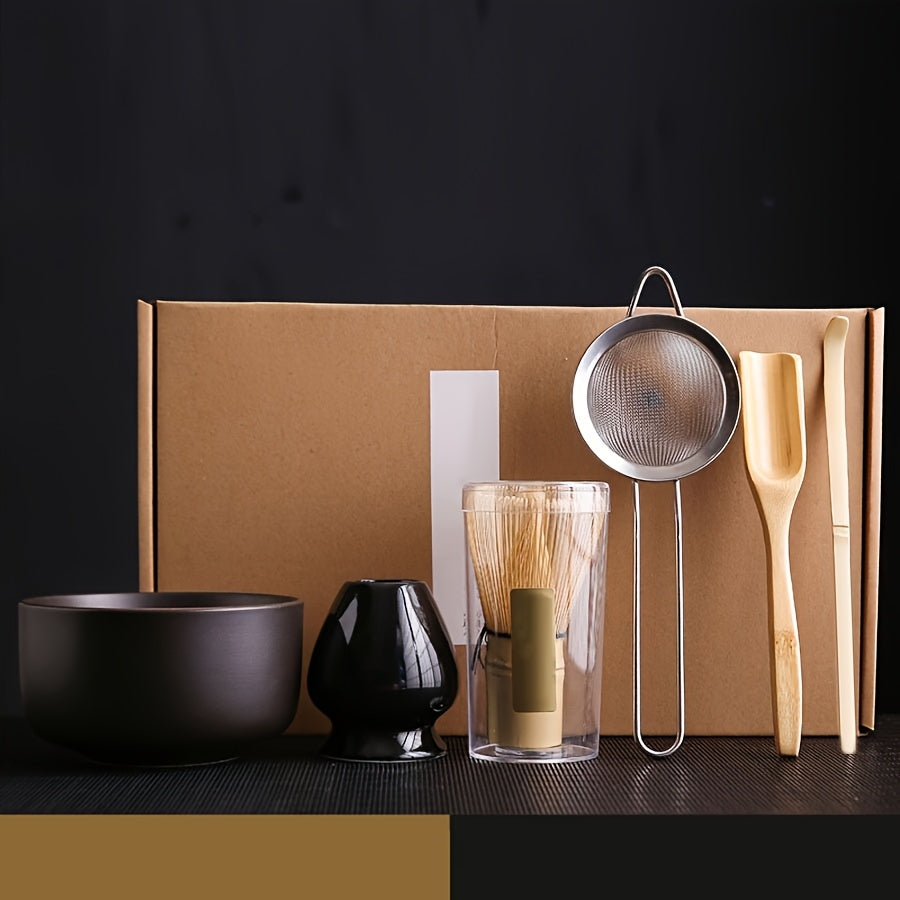 Matcha Tea Set – 6-Piece Ceramic and Bamboo Preparation Kit product detail photo for kitchen