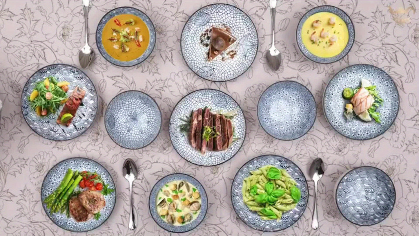 6-Piece Floral Ceramic Plate Set product detail photo in kitchen