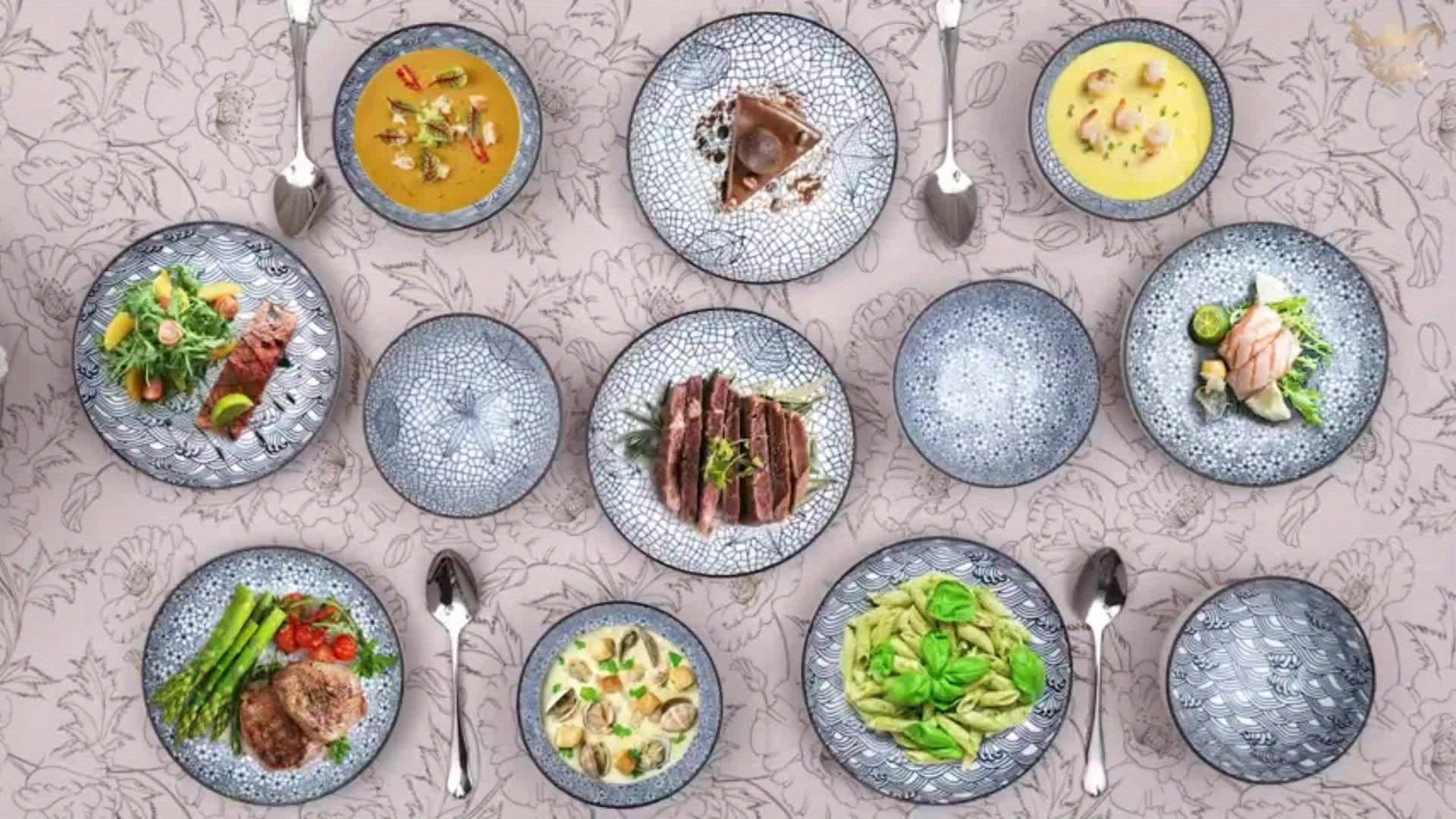 6-Piece Floral Ceramic Plate Set product detail photo in kitchen