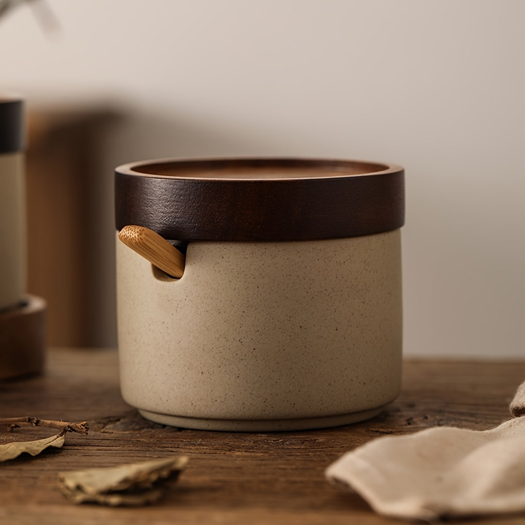 Ceramic Spice Jar with Spoon – Kitchen Seasoning Pot product detail photo for kitchen