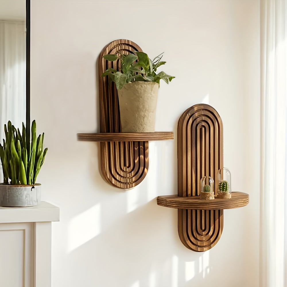 Wood Wall Shelves – Set of 2 Hanging Display Shelves specification and dimensions reference for living room