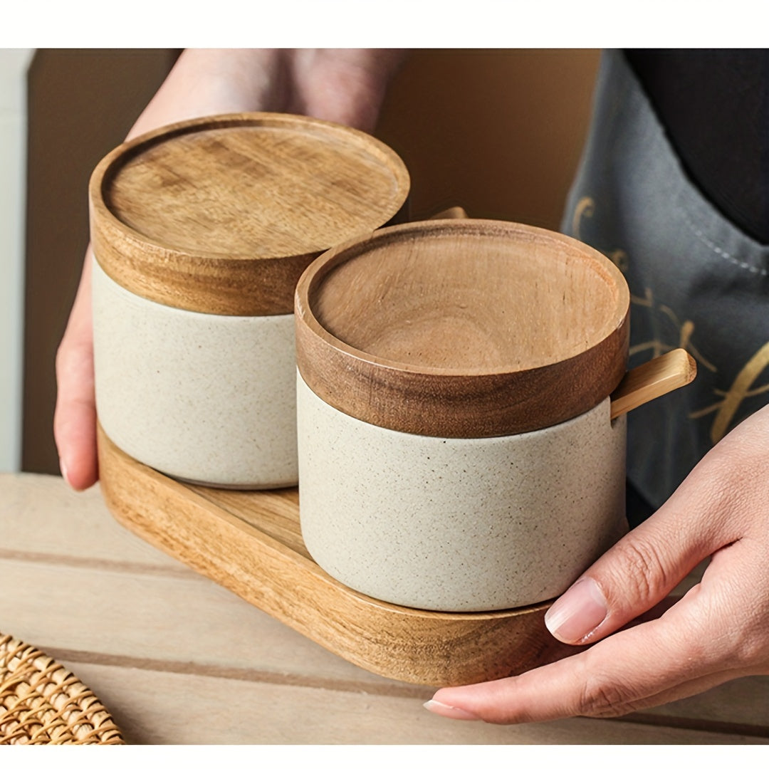 Ceramic Spice Jar with Spoon – Kitchen Seasoning Pot product detail photo for kitchen