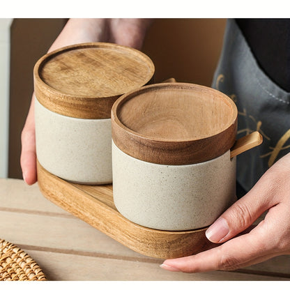 Ceramic Spice Jar with Spoon – Kitchen Seasoning Pot product detail photo for kitchen