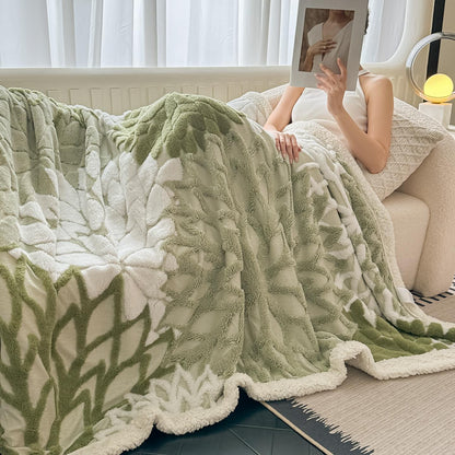 Plush Fleece Throw Blanket "Nerea" product detail photo in bedroom