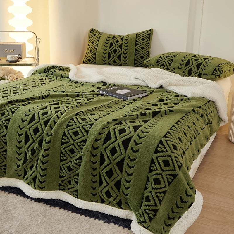 Geometric Sherpa Throw Blanket – Dual-Sided Sofa and Bed Layer product detail photo for bedroom