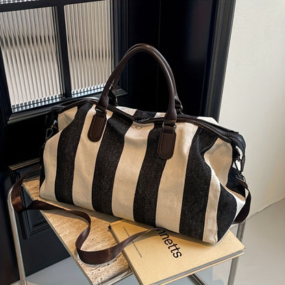Vintage Plaid Travel Tote Bag room setting lifestyle photo in travel