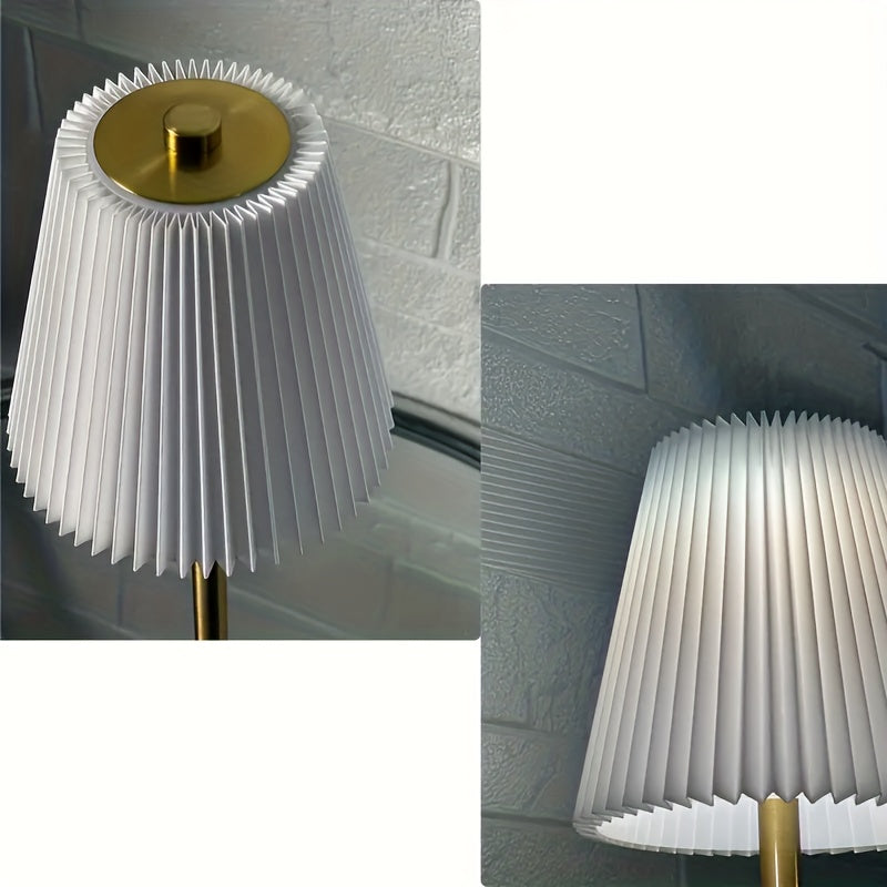 Pleated Table Lamp – Rechargeable Ambient Desk Light product detail photo for bedroom