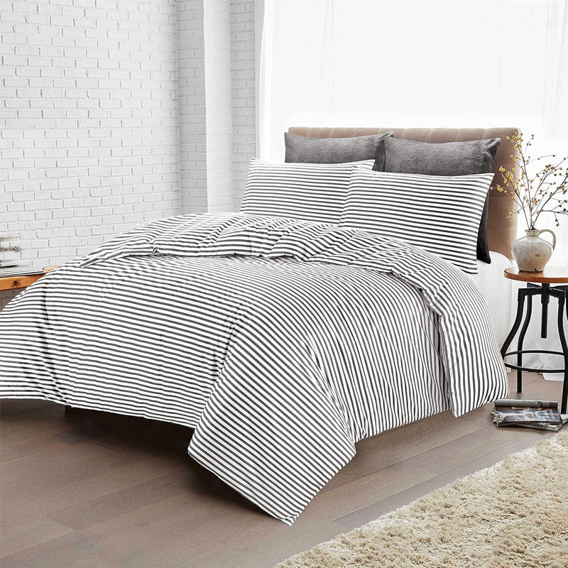 Striped Duvet Cover Set - Washed Bedroom Bedding Set product detail photo for bedroom