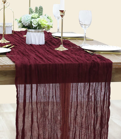 Table Runner BohemeFold Soft Chambray Voile With Twisted Boho Fringe