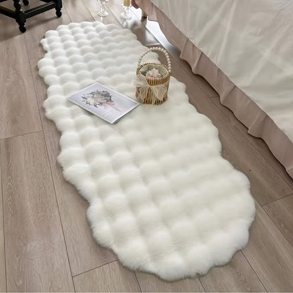 Faux Rabbit Plush Sofa Cushion "Aubrie" room setting lifestyle photo in living room