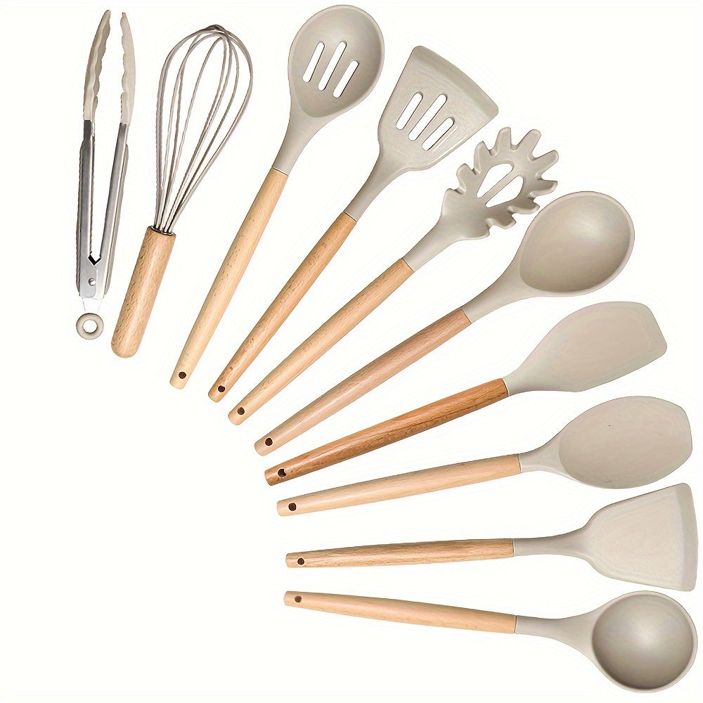Silicone Cooking Utensil Set – Wooden Handle Kitchen Tools product detail photo for kitchen
