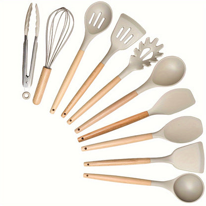 Silicone Cooking Utensil Set – Wooden Handle Kitchen Tools product detail photo for kitchen