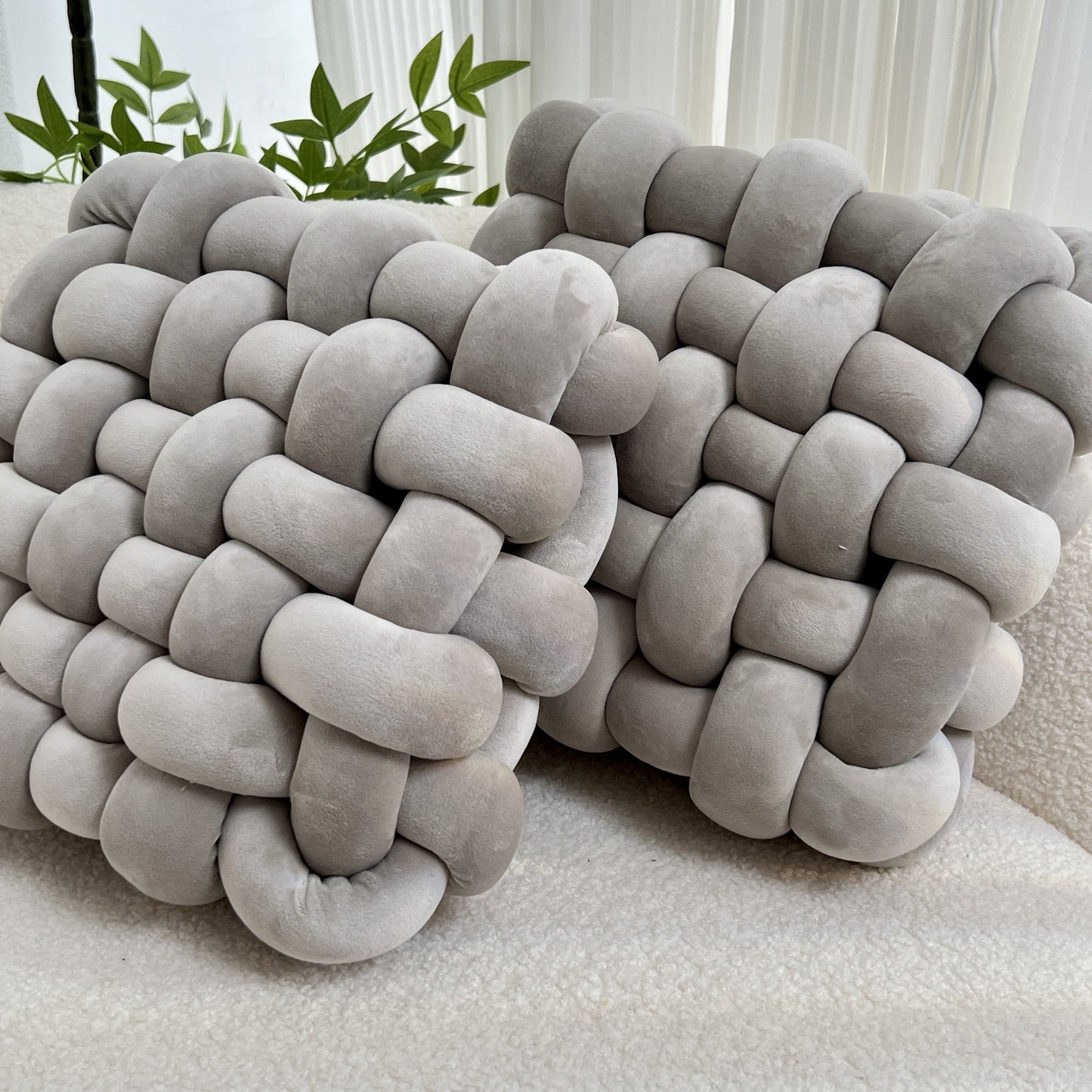 Knotted Cushion Set – Sculptural Accent (Set of 2) lifestyle product photo for bedroom