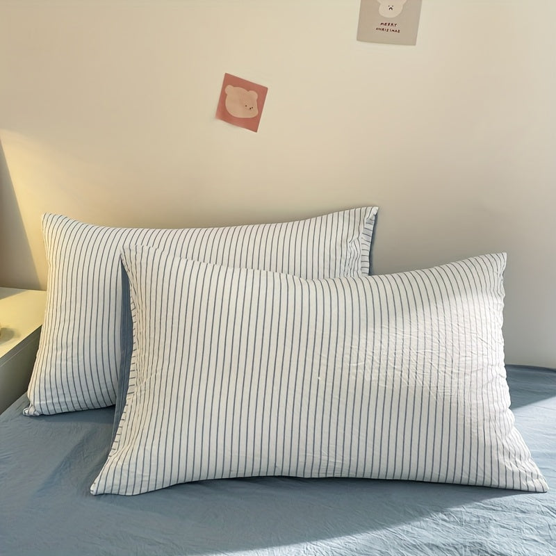 Striped Duvet Cover Set - Washed Bedroom Bedding Set product detail photo for bedroom