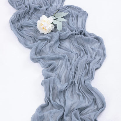 Table Runner BohemeFold Soft Chambray Voile With Twisted Boho Fringe