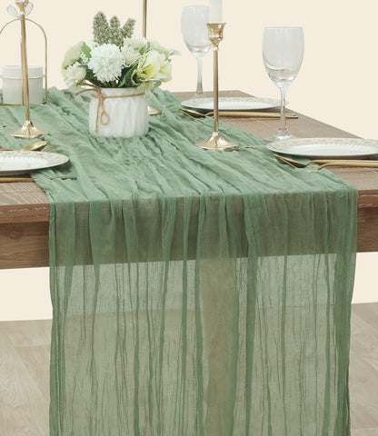 Table Runner BohemeFold Soft Chambray Voile With Twisted Boho Fringe