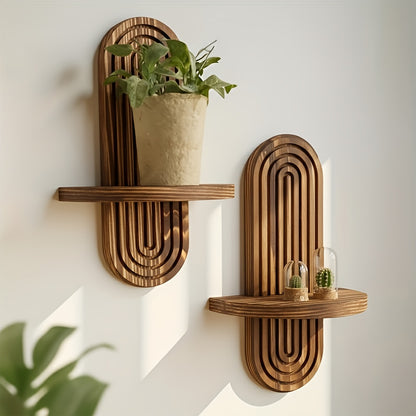 Wood Wall Shelves – Set of 2 Hanging Display Shelves product detail photo for living room