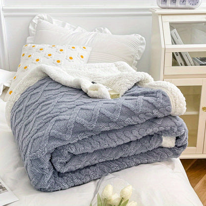 Jacquard Velvet Blanket – Double Layer Bed and Sofa Throw product detail photo for bedroom