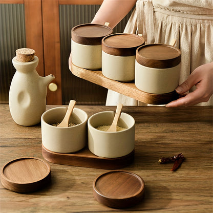 Ceramic Spice Jar with Spoon – Kitchen Seasoning Pot lifestyle product photo for kitchen