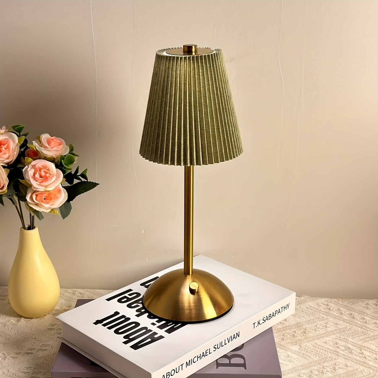Pleated Table Lamp – Rechargeable Ambient Desk Light lifestyle product photo for bedroom