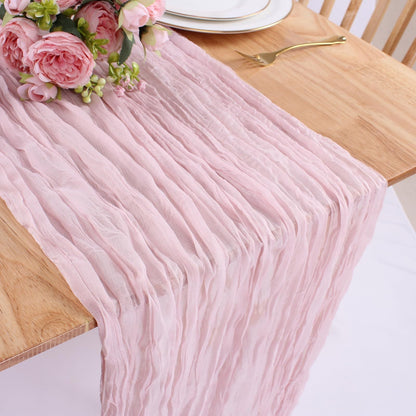 Table Runner BohemeFold Soft Chambray Voile With Twisted Boho Fringe