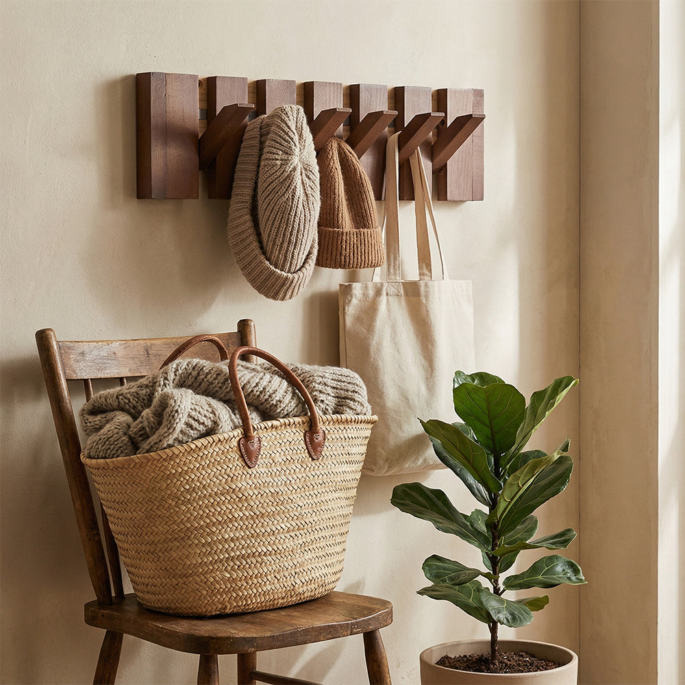Wooden Wall Coat Rack - Entryway Wall Hooks product detail photo for entryway