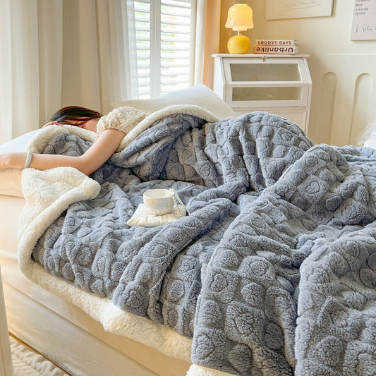Berber Fleece Blanket Double-Layer Velvet Throw For Deeper Warmth
