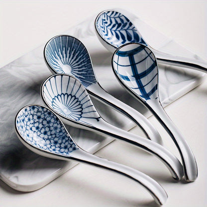Hand-Painted Ceramic Spoon Set – Japanese Style Serving Spoons product detail photo for kitchen