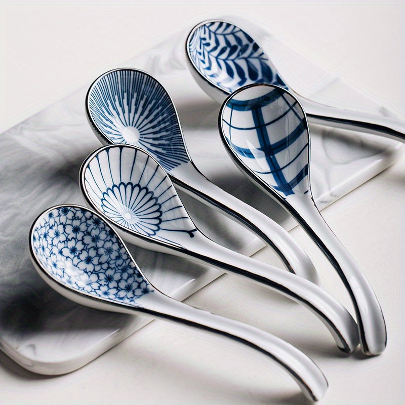 Hand-Painted Ceramic Spoon Set – Japanese Style Serving Spoons lifestyle product photo for kitchen