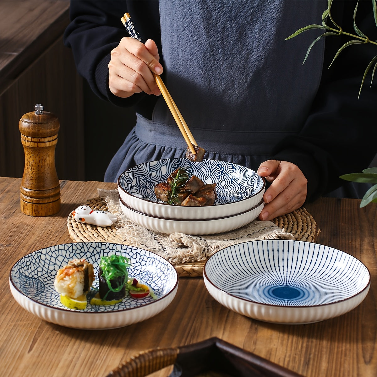 6-Piece Floral Ceramic Plate Set product detail photo in kitchen