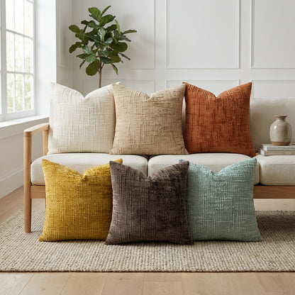 Chenille Cushion Cover Set – 4pcs Pillow Covers room setting lifestyle photo for bedroom