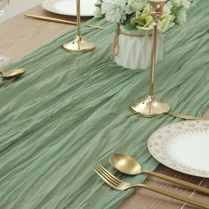 Table Runner BohemeFold Soft Chambray Voile With Twisted Boho Fringe