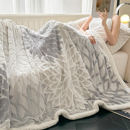 Plush Fleece Throw Blanket "Nerea" product detail photo in bedroom