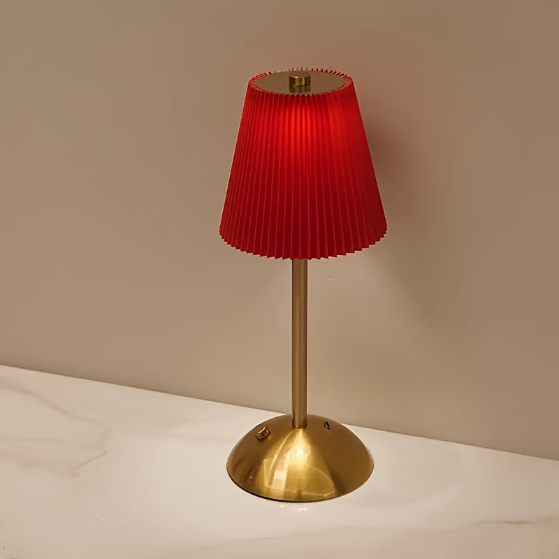 Pleated Table Lamp – Rechargeable Ambient Desk Light product detail photo for bedroom