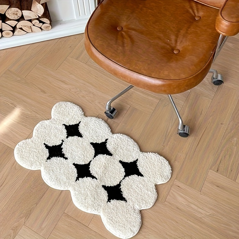 Black and White Star Bathroom Mat - Sink and Shower Floor Mat product detail photo for bathroom