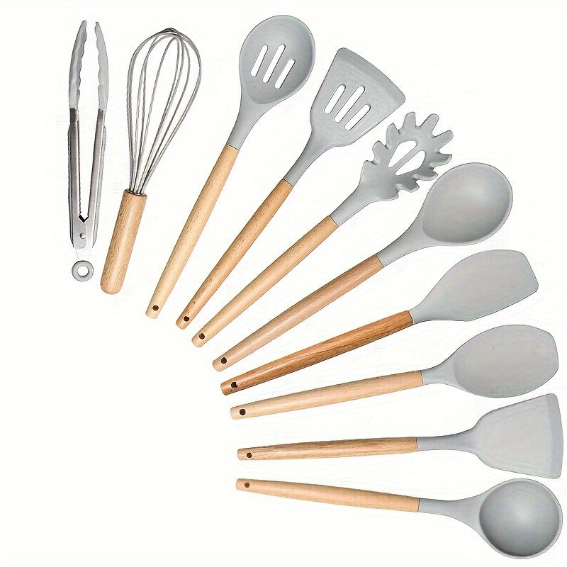 Silicone Cooking Utensil Set – Wooden Handle Kitchen Tools product detail photo for kitchen